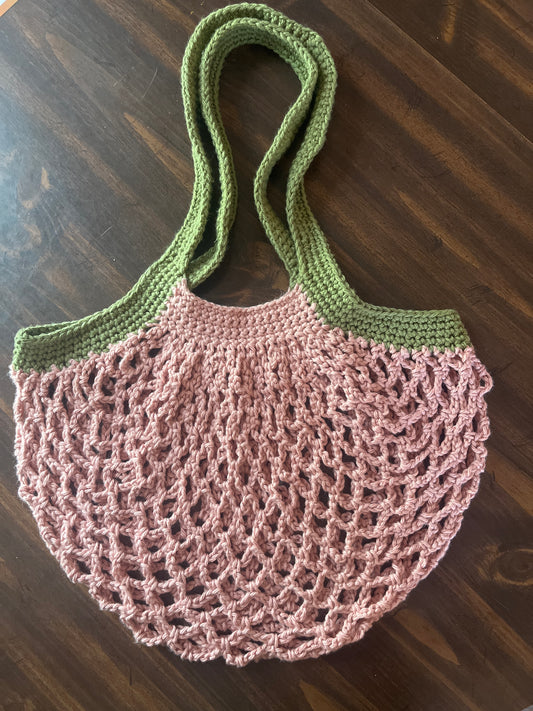 Pastel Watermelon mesh market bag